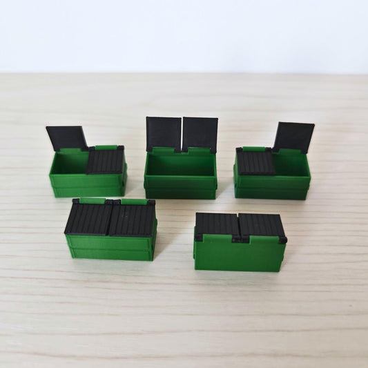 Miniature 1/64 Scale Dumpster, Diorama Accessory for Diecast & Garage Scenes, 3D printed Junkyard Prop