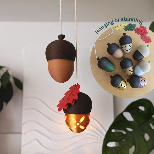 Glowing Acorn Tealight Holder or Small Container, 3D Printed Hanging Decor, Multi purpose Housewarming Gift, 3D printed