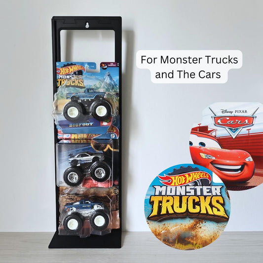 Hot Wheels Wall Mount or Stand, Fits 3-4 Monster Trucks or The Cars, Modular & Expandable Organizer