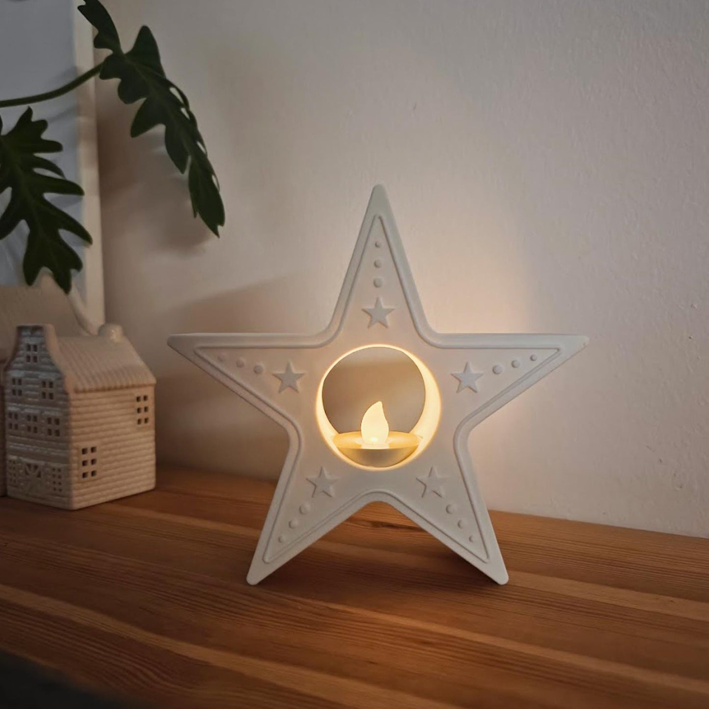 Star Tealight Candle Holder, 3D Printed Christmas & Winter Holiday Decor, Christmas Decoration for LED Tealights