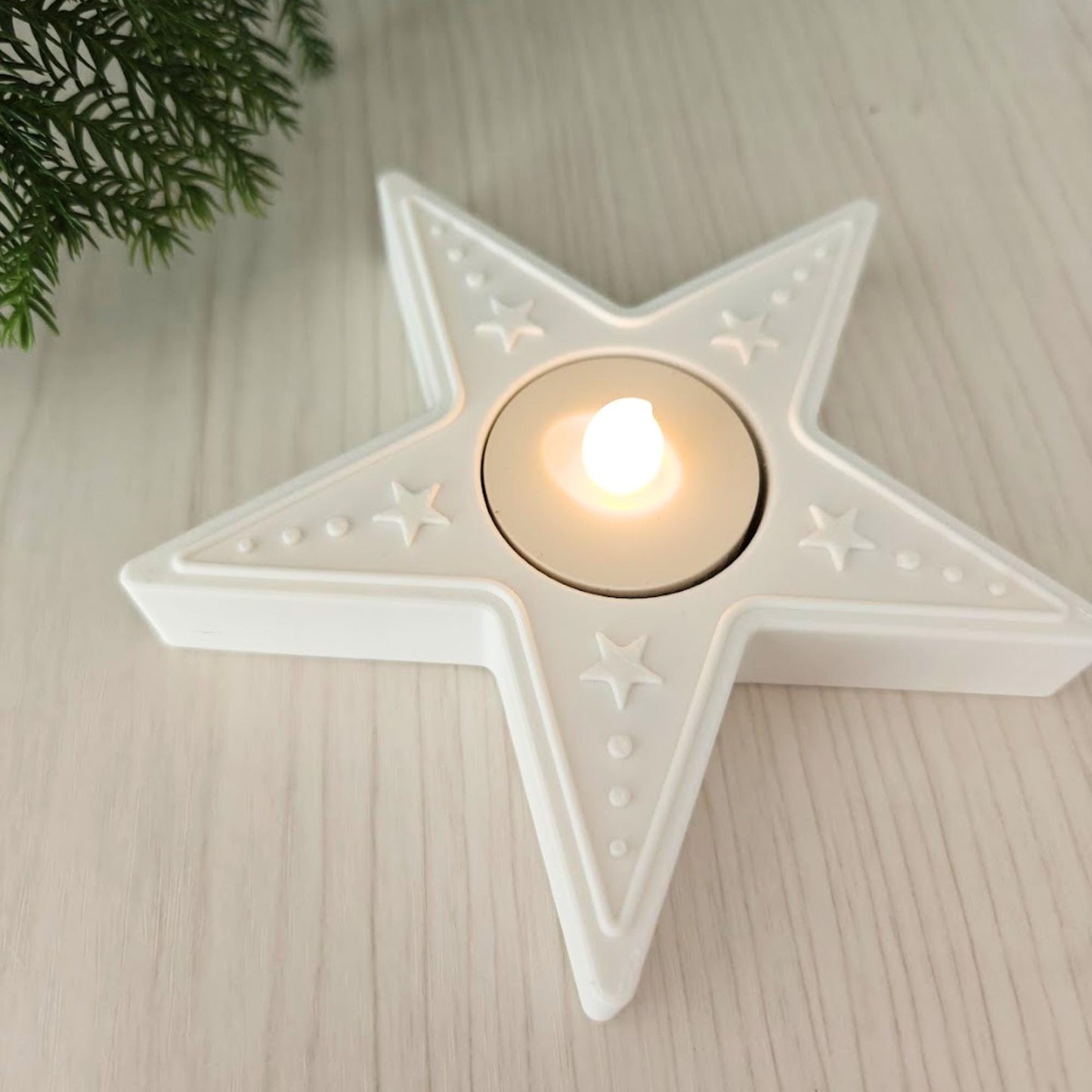 Star Tealight Candle Holder, 3D Printed Christmas & Winter Holiday Decor, Christmas Decoration for LED Tealights