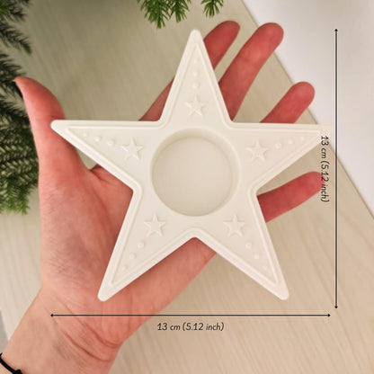 Star Tealight Candle Holder, 3D Printed Christmas & Winter Holiday Decor, Christmas Decoration for LED Tealights