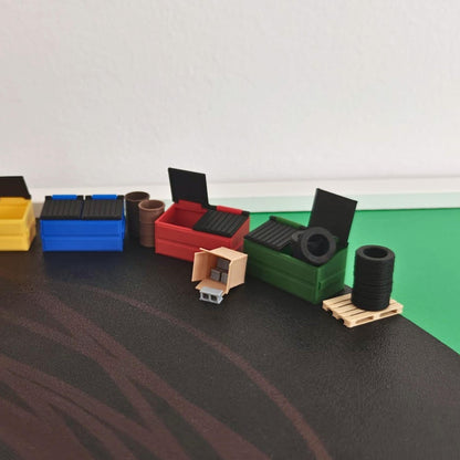 Miniature 1/64 Scale Dumpster, Diorama Accessory for Diecast & Garage Scenes, 3D printed Junkyard