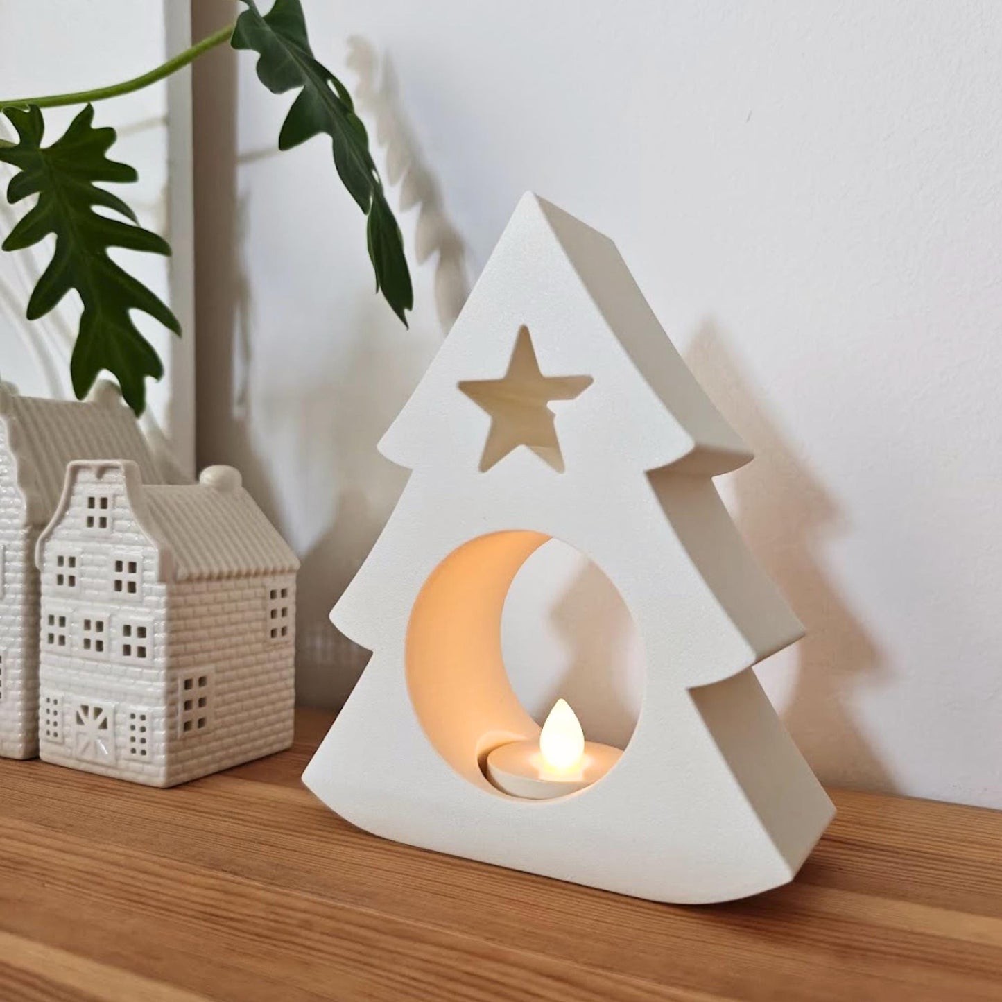 Christmas Tree Tealight Holder, Festive Holiday LED Candle Shade, Winter Wonderland Decor for LED Tealights