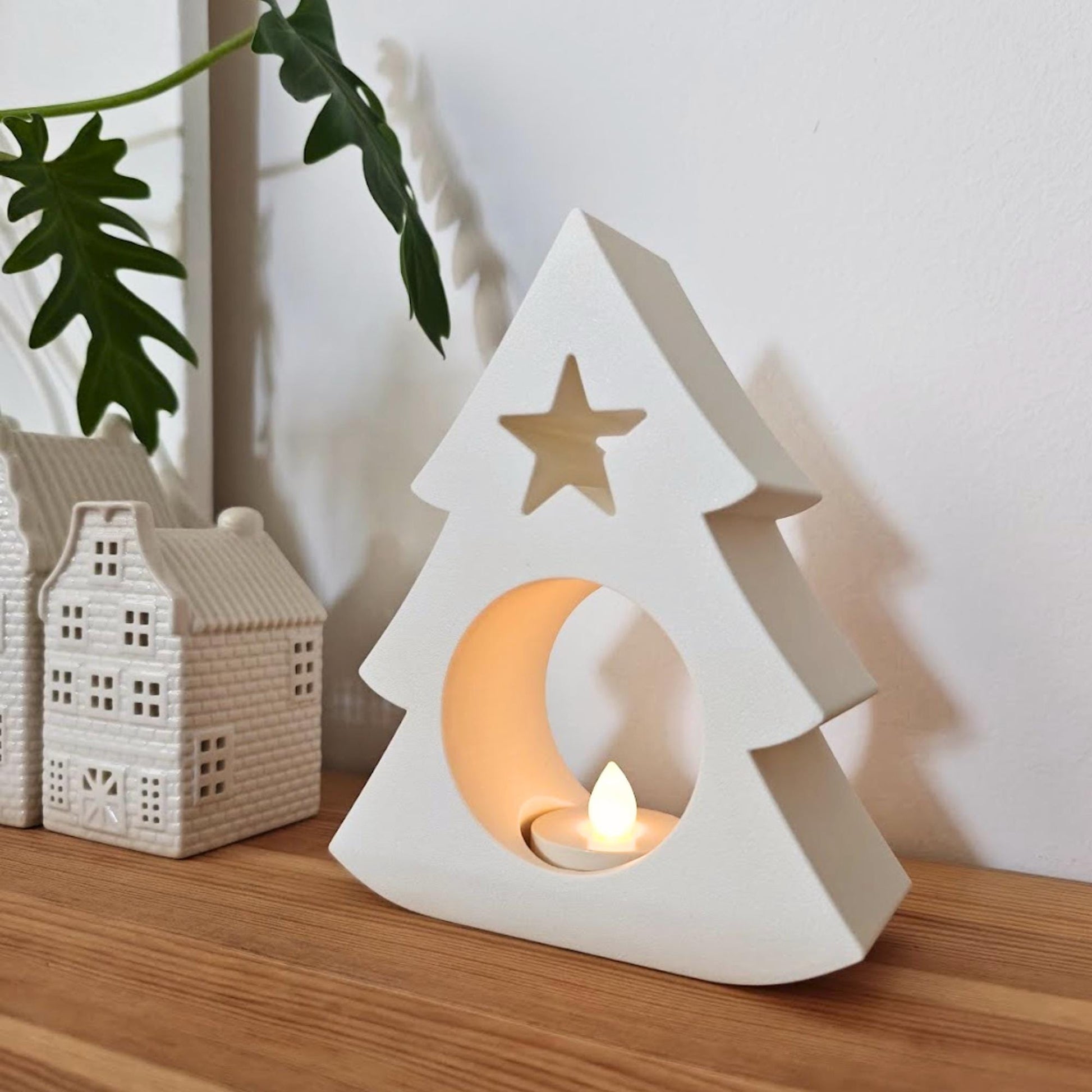 Christmas Tree Tealight Holder, Festive Holiday LED Candle Shade, Winter Wonderland Decor for LED Tealights