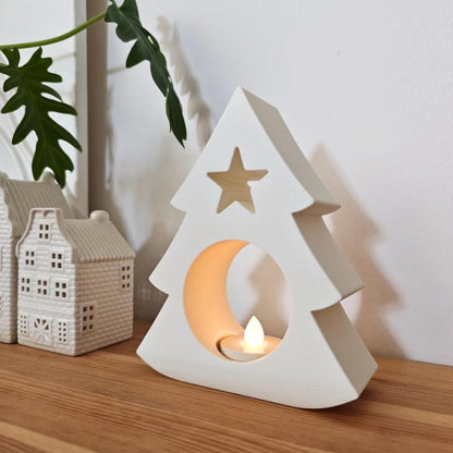 Christmas Tree Tealight Holder, Festive Holiday LED Candle Shade, Winter Wonderland Decor for LED Tealights