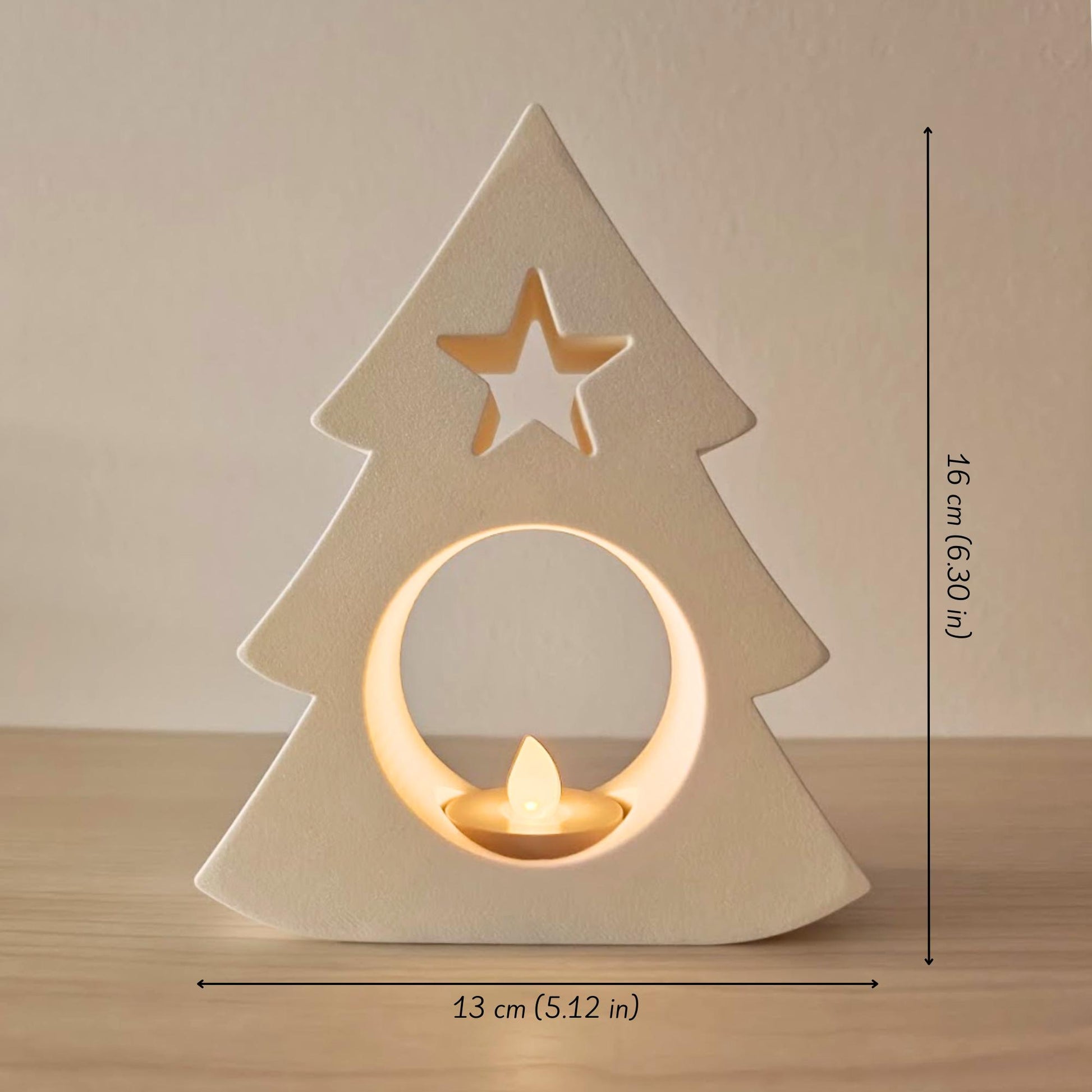 Christmas Tree Tealight Holder, Festive Holiday LED Candle Shade, Winter Wonderland Decor for LED Tealights