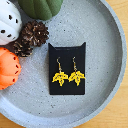 Autumn Leaf Earrings, Fall Jewelry, 3d Printed Leaf Dangle Earrings