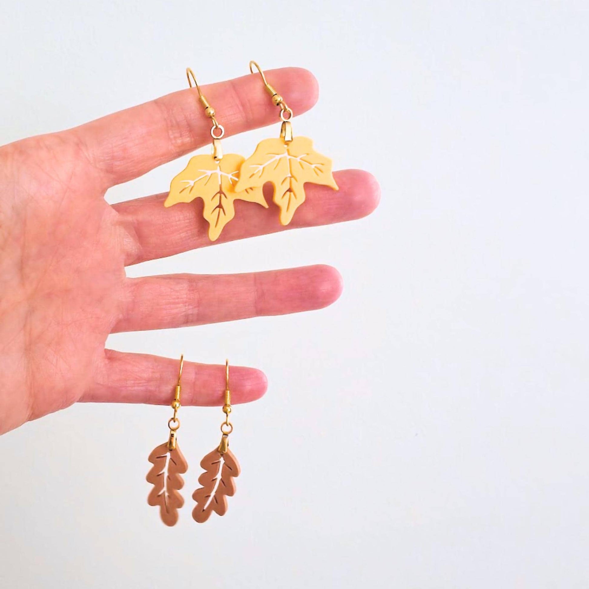 Autumn Leaf Earrings, Fall Jewelry, 3d Printed Leaf Dangle Earrings