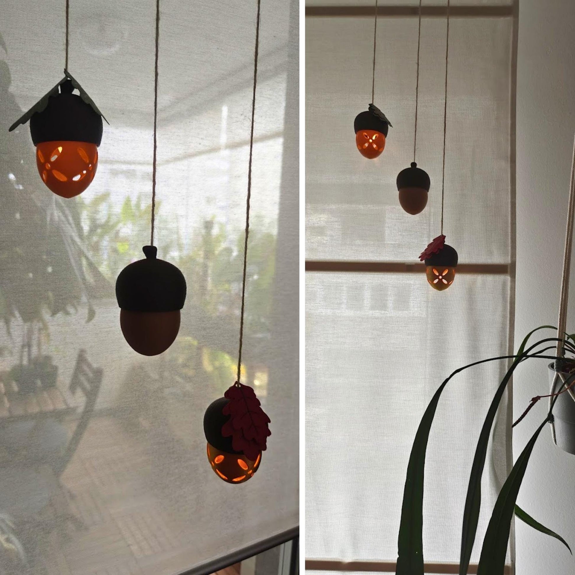 Glowing Acorn Tealight Holder or Small Container, 3D Printed Hanging Decor, Multi purpose Housewarming Gift, 3D printed