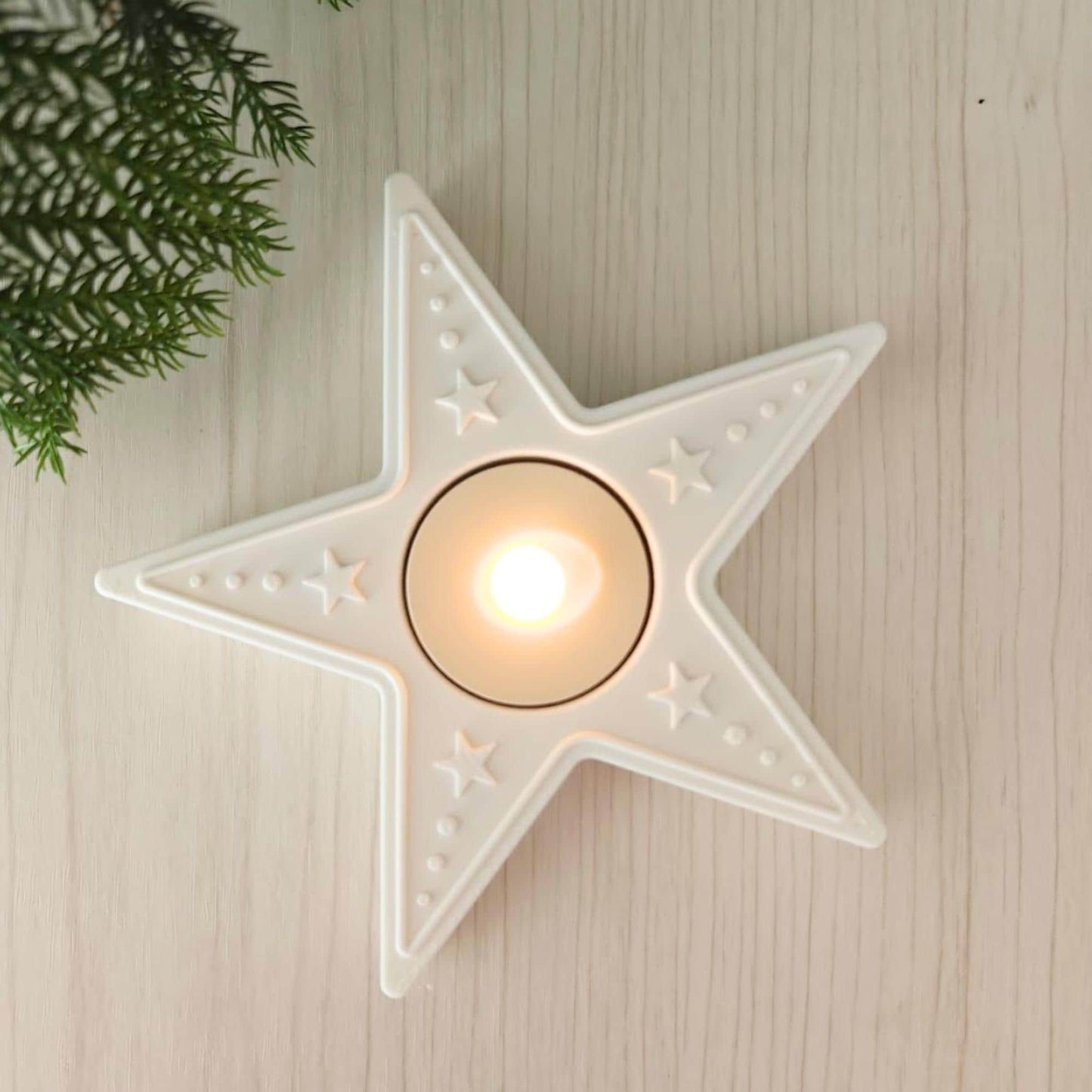 Star Tealight Candle Holder, 3D Printed Christmas & Winter Holiday Decor, Christmas Decoration for LED Tealights