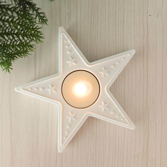 Star Tealight Candle Holder, 3D Printed Christmas & Winter Holiday Decor, Christmas Decoration for LED Tealights