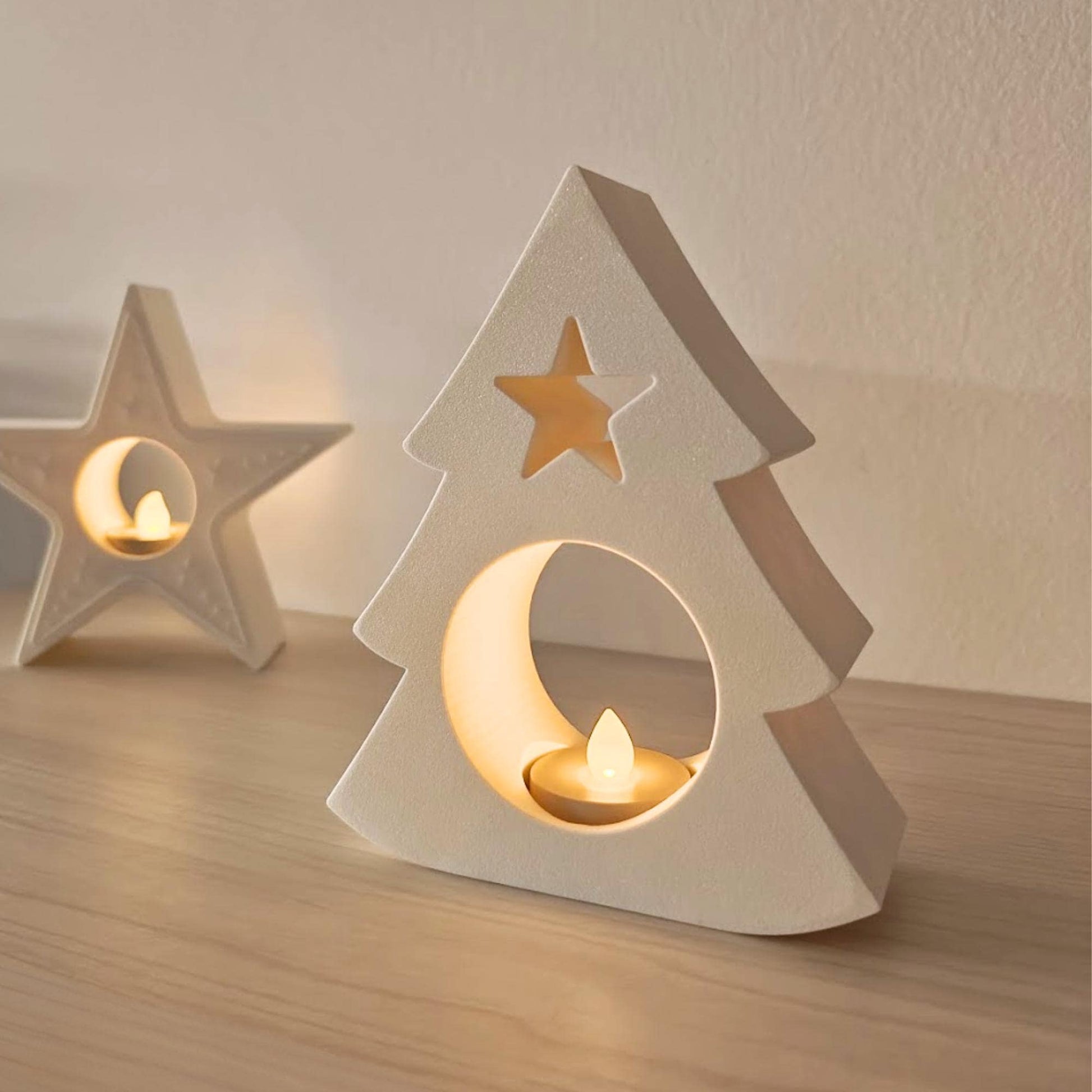 Christmas Tree Tealight Holder, Festive Holiday LED Candle Shade, Winter Wonderland Decor for LED Tealights