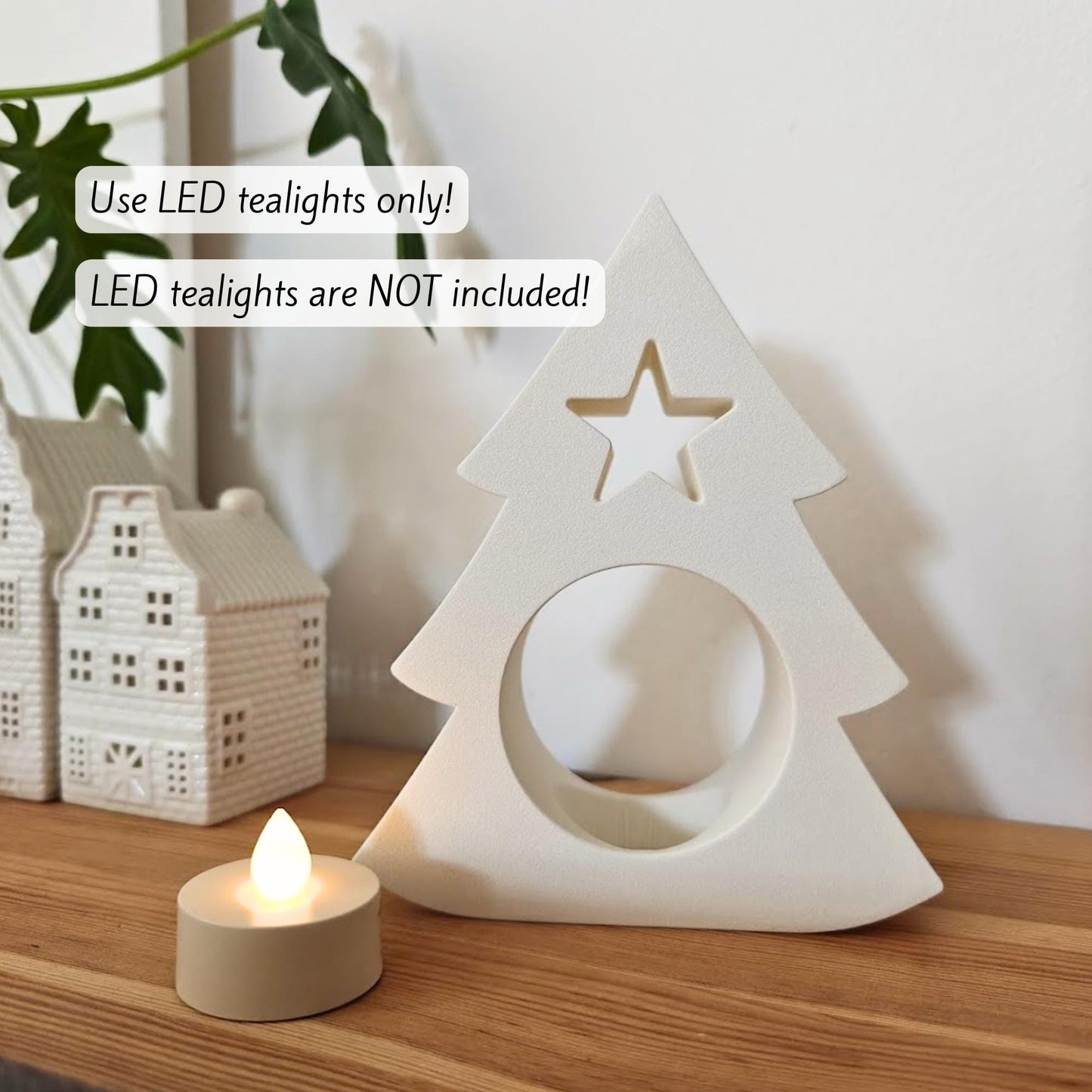 Christmas Tree Tealight Holder, Festive Holiday LED Candle Shade, Winter Wonderland Decor for LED Tealights