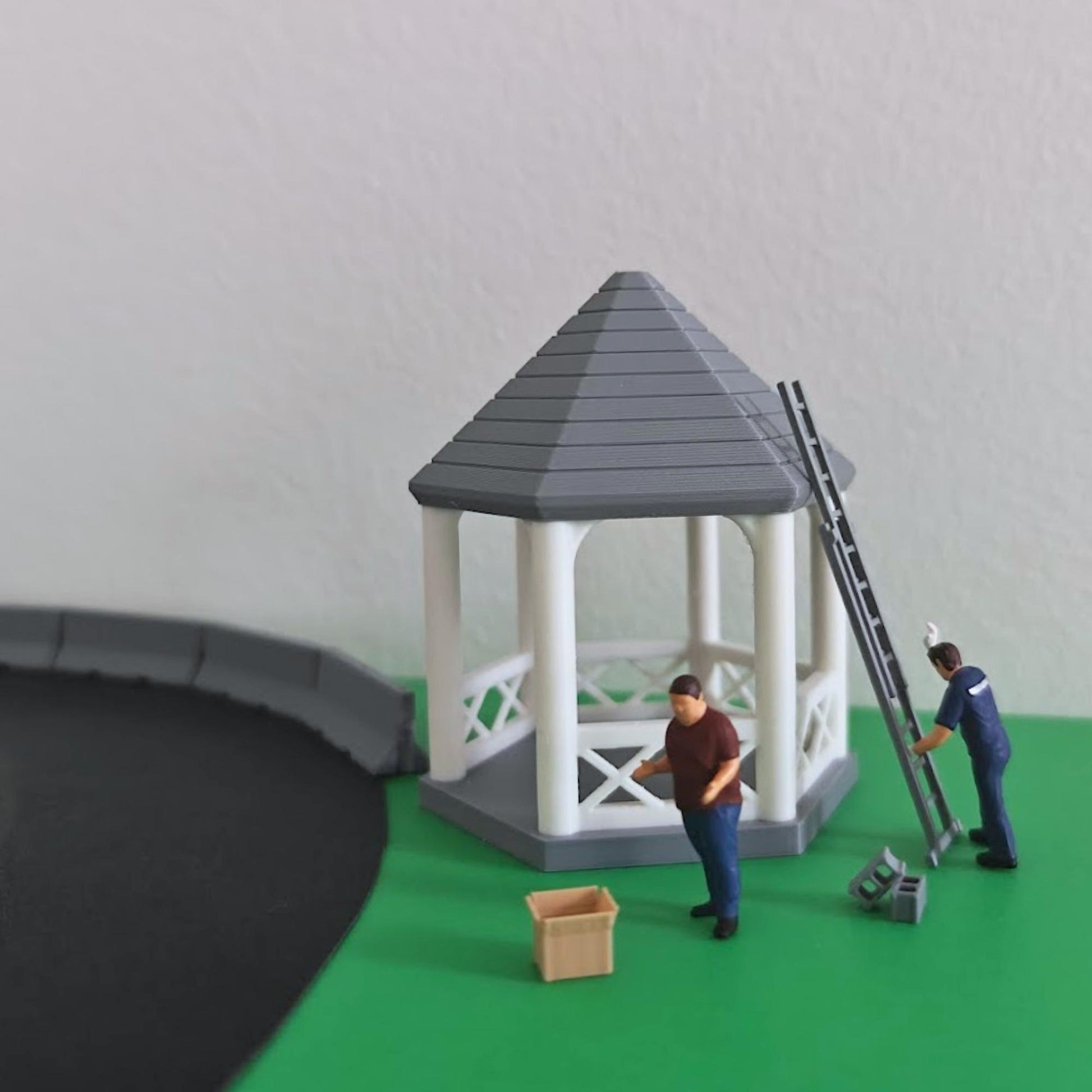 Miniature Gazebo, 1:64 Scale Diorama Accessory, 3D Printed Pergola / Pavilion / Arbor / Canopy / Fairy Garden House