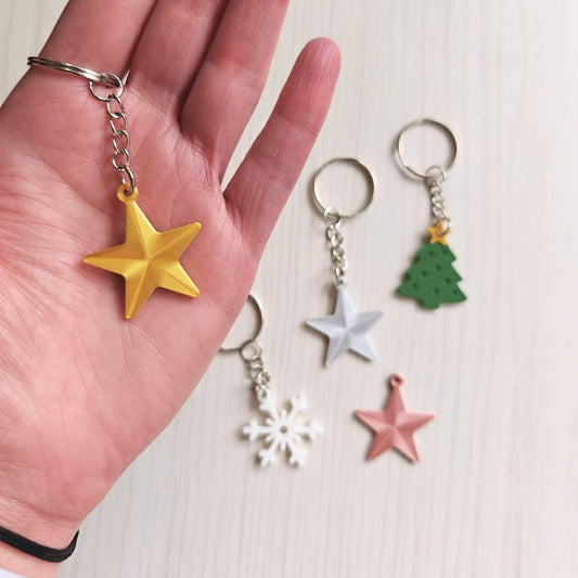 Christmas Keychains, Festive Holiday Charms, Snowflake Keychain, Christmas Tree, Star Pendant, 3d print