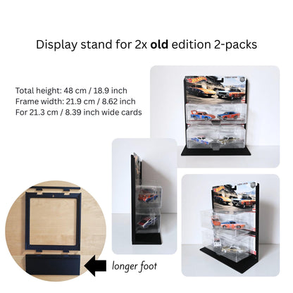 Hot Wheels 2-Pack Display Stand and Wall Mount, Fits New and Old 2-Packs, 21.3 cm (8.39 inch) Cards, Modular & Expandable