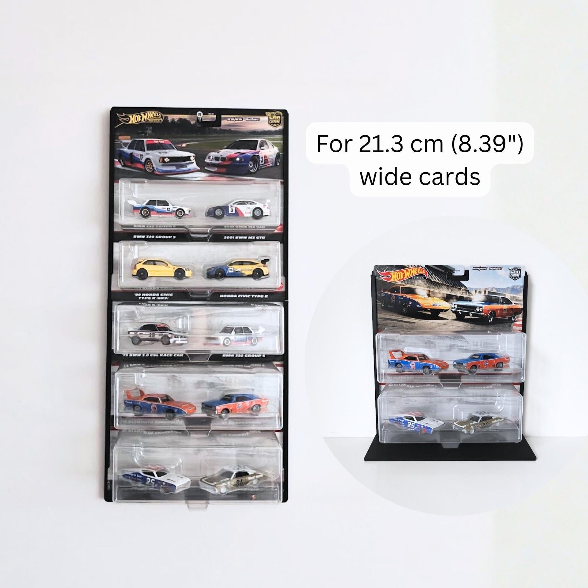 Hot Wheels 2-Pack Display Stand and Wall Mount, Fits New and Old 2-Packs, 21.3 cm (8.39 inch) Cards, Modular & Expandable