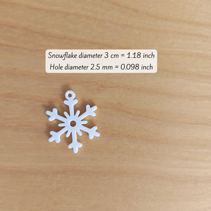 Snowflake Charms, Snow Pendants for Earrings, Keychains, DIY Crafts, Jewelry, Scrapbooks, Cards, Gifr Wrapping, 3d printed