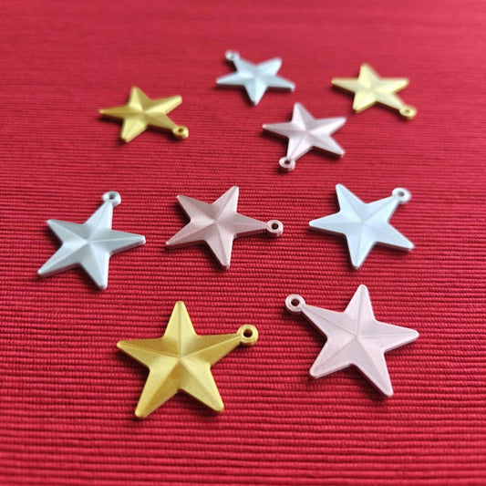 Mini Star Ornaments, Gold Star Charms for Keychains, Gift Wrapping, Christmas Crafts & Festive Decor, 3d print
