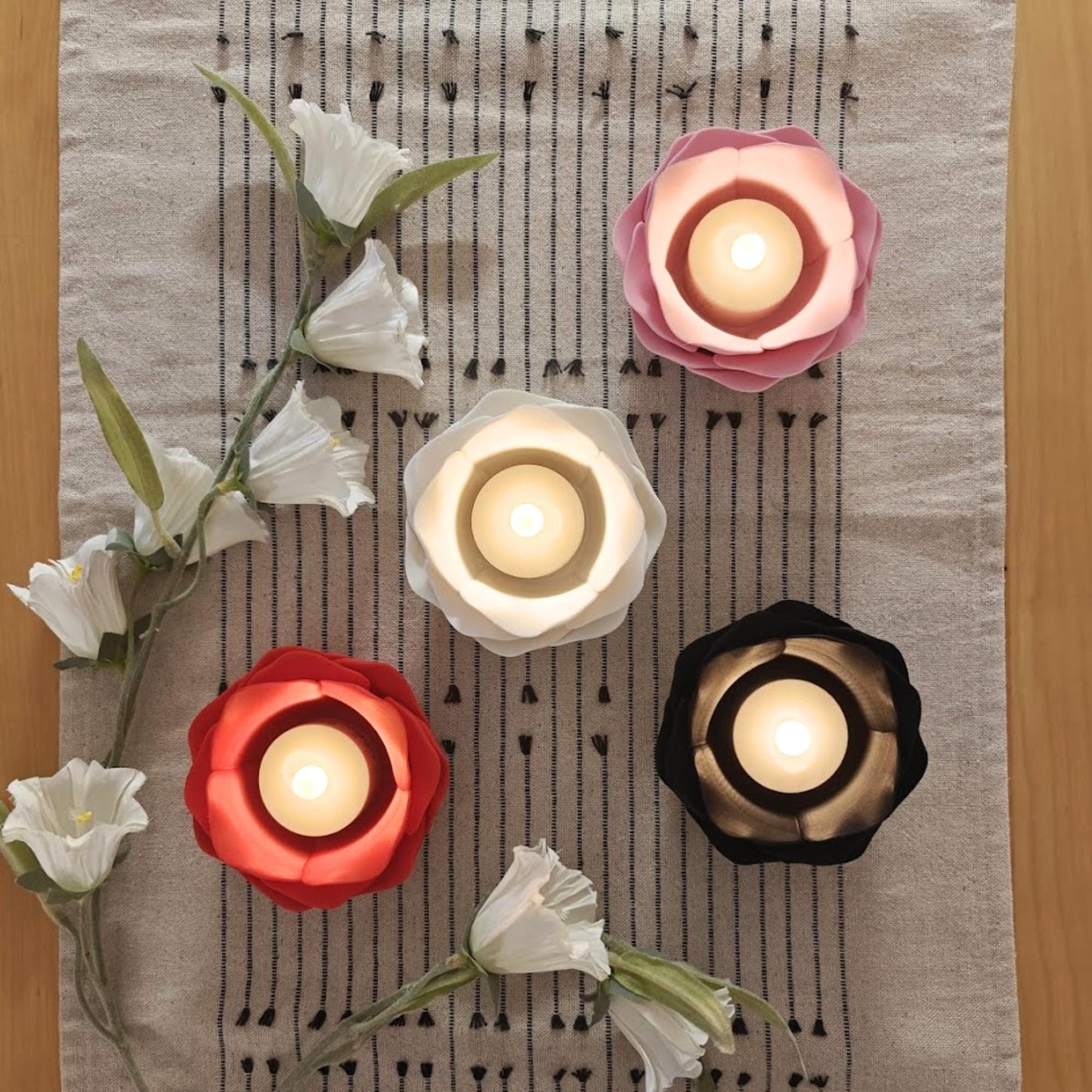 Rose LED Tealight Holder, Floral Candle Holder, Romantic Home Decor, Valentine's Day Gift, 3d print, LED Only