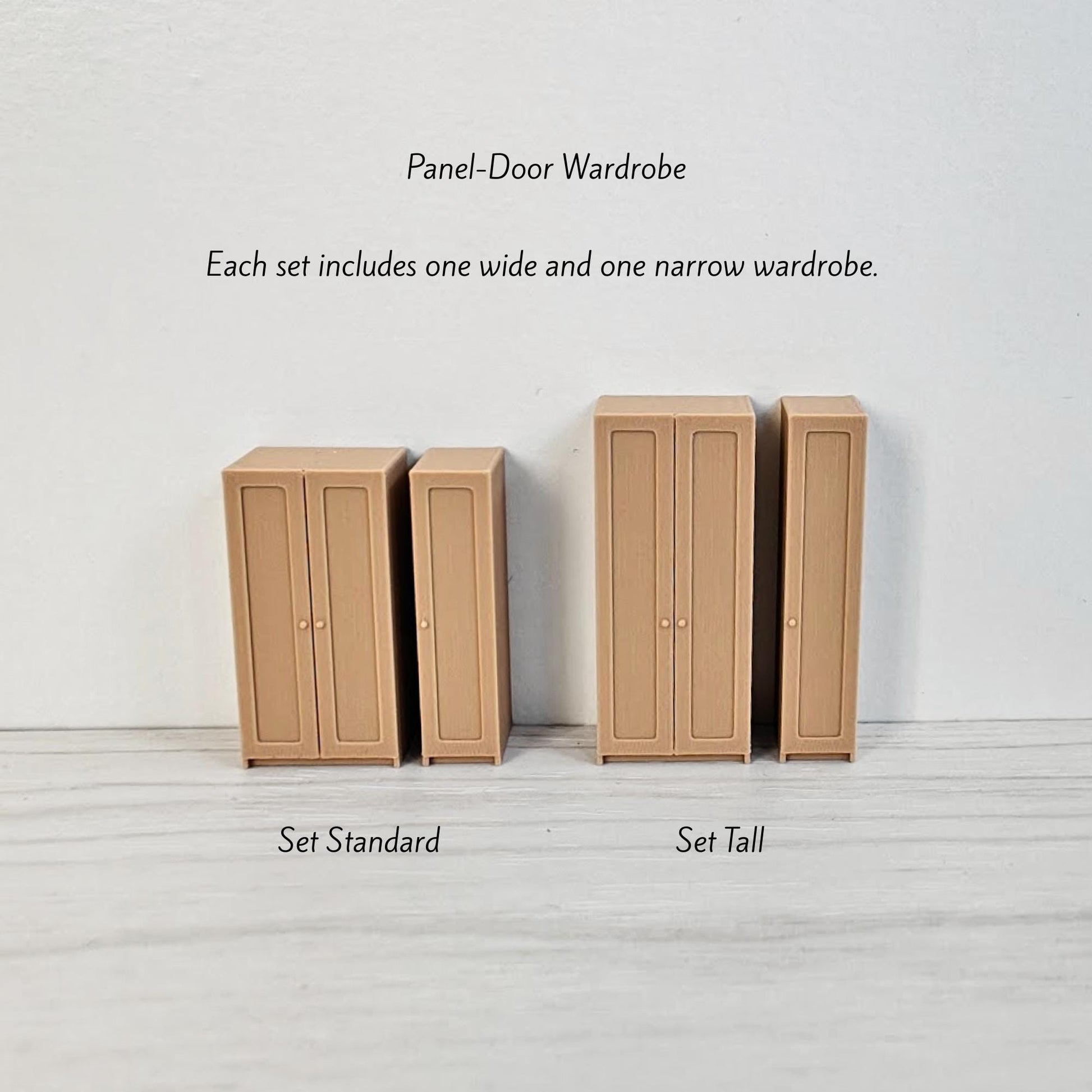 Miniature Wardrobe Closet in 1/64, 1/24, 1/18 Scale, 3D Printed Dollhouse Bedroom Furniture