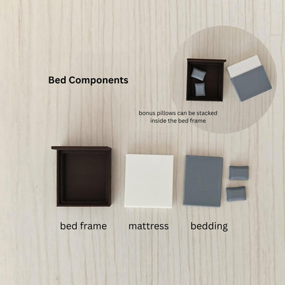 Miniature Bedroom Furniture 1/64 Scale, Diorama Accessories for Mini Displays, Model Scenes, Crafts, Hobby Projects, 3D print