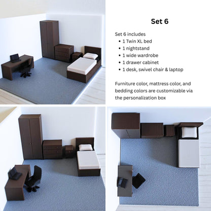 Miniature Bedroom Furniture 1/64 Scale, Diorama Accessories for Mini Displays, Model Scenes, Crafts, Hobby Projects, 3D print