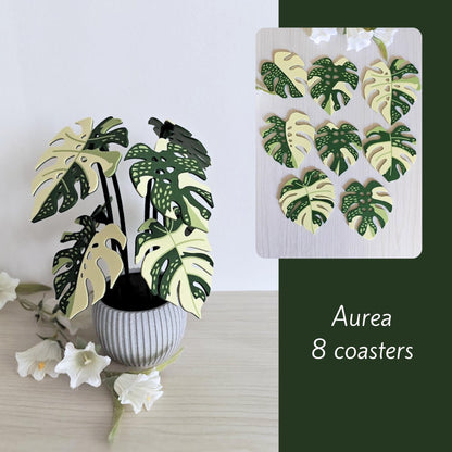 8 Coaster Monstera Thai Constellation, Eight MAGNETIC Leaves, Large Coaster Set, Gift for Plant Lovers, 3D printed Coaster Plant