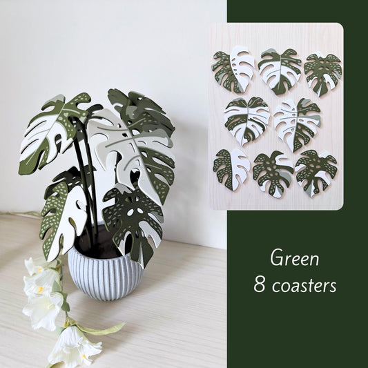 8 Coaster Monstera Thai Constellation, Eight MAGNETIC Leaves, Large Coaster Set, Gift for Plant Lovers, 3D printed Coaster Plant