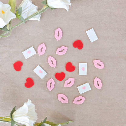 Valentine's Confetti, Hearts, Lips & Love Letters, 3D Printed Table Scatter, Valentine Decor, Romantic Party Details, Gift Wrapping