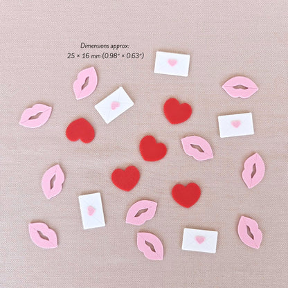 Valentine's Confetti, Hearts, Lips & Love Letters, 3D Printed Table Scatter, Valentine Decor, Romantic Party Details, Gift Wrapping