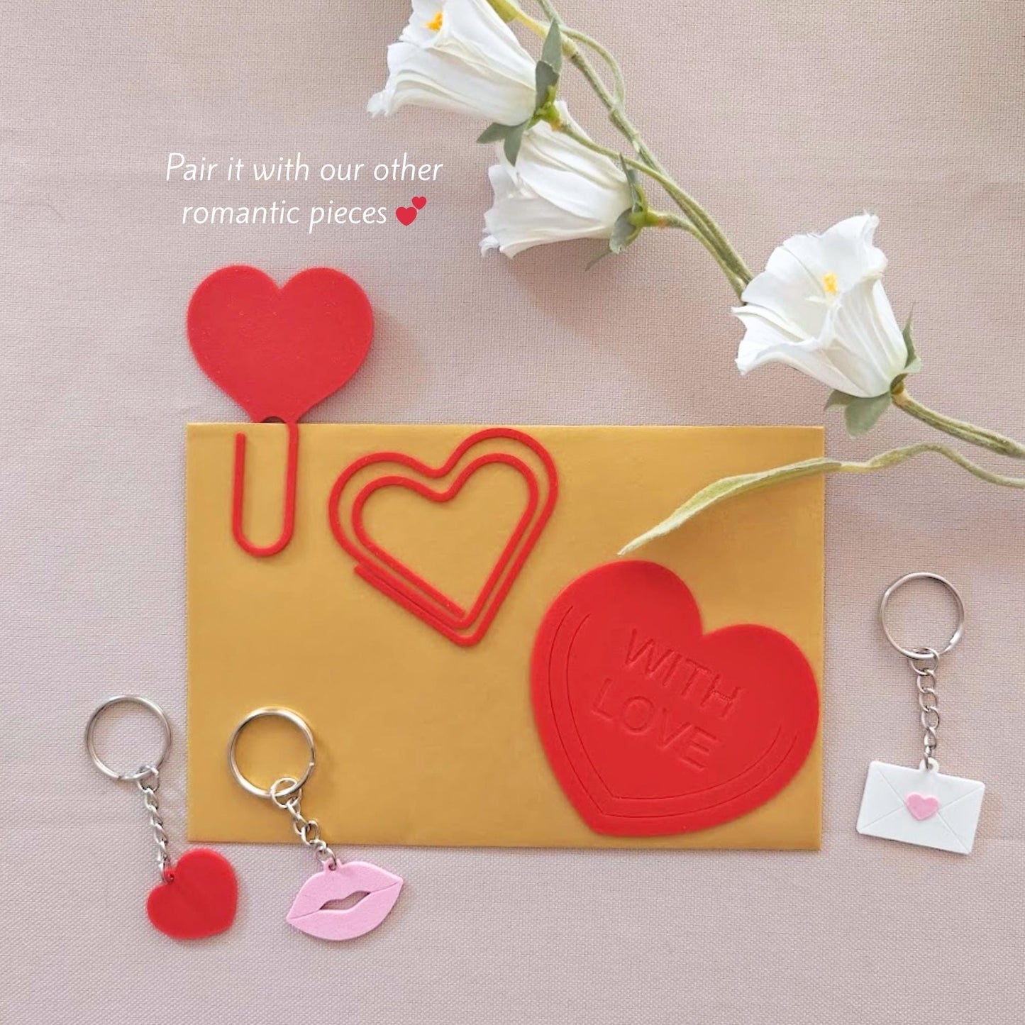 Heart Bookmark Clip, Personalized Valentine's Bookmark, Romantic Gift Wrapping, 3D print