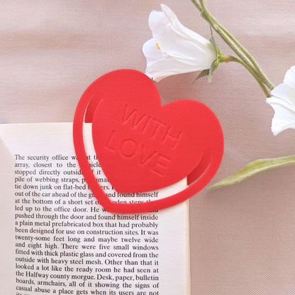 Heart Bookmark Clip, Personalized Valentine's Bookmark, Romantic Gift Wrapping, 3D print