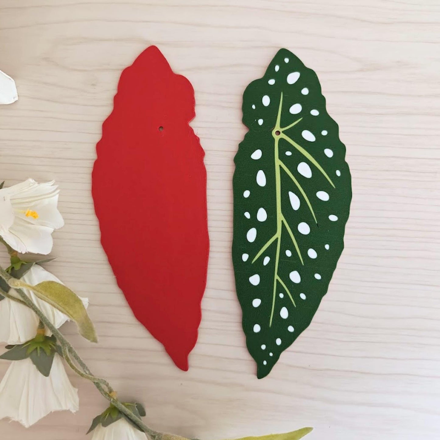 Begonia Maculata Plant Coaster Set, Leaf Coasters, 3D printed Coasters