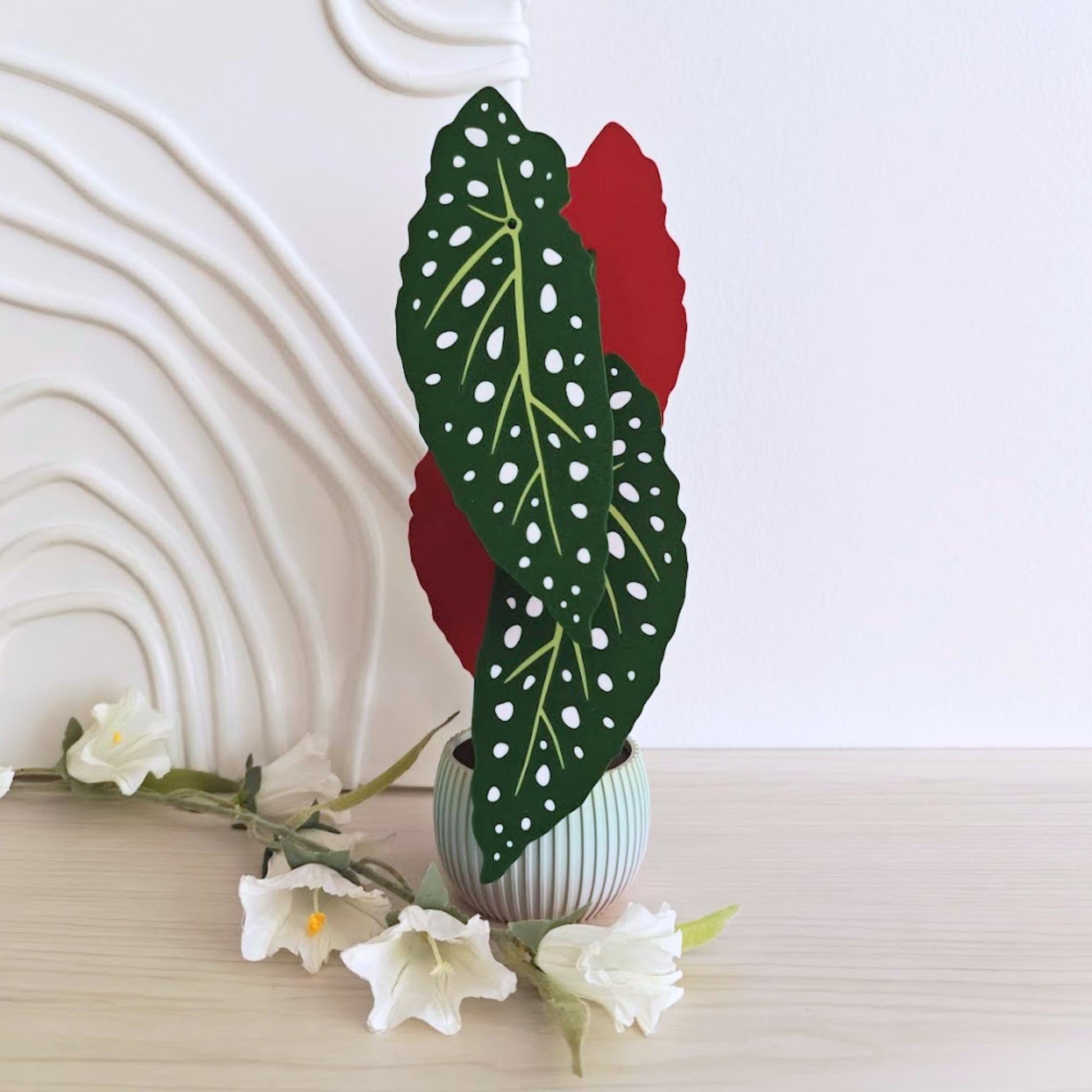 Begonia Maculata Plant Coaster Set, Leaf Coasters, 3D printed Coasters