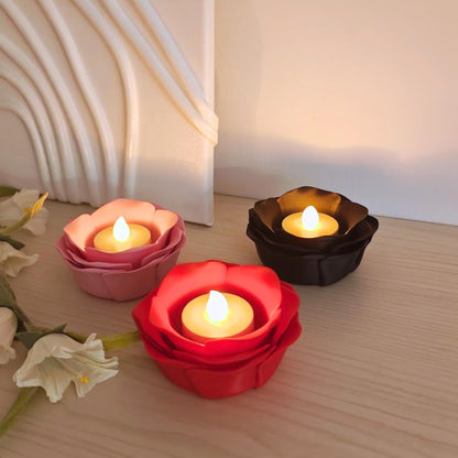 Rose LED Tealight Holder, Floral Candle Holder, Romantic Home Decor, Valentine's Day Gift, 3d print, LED Only