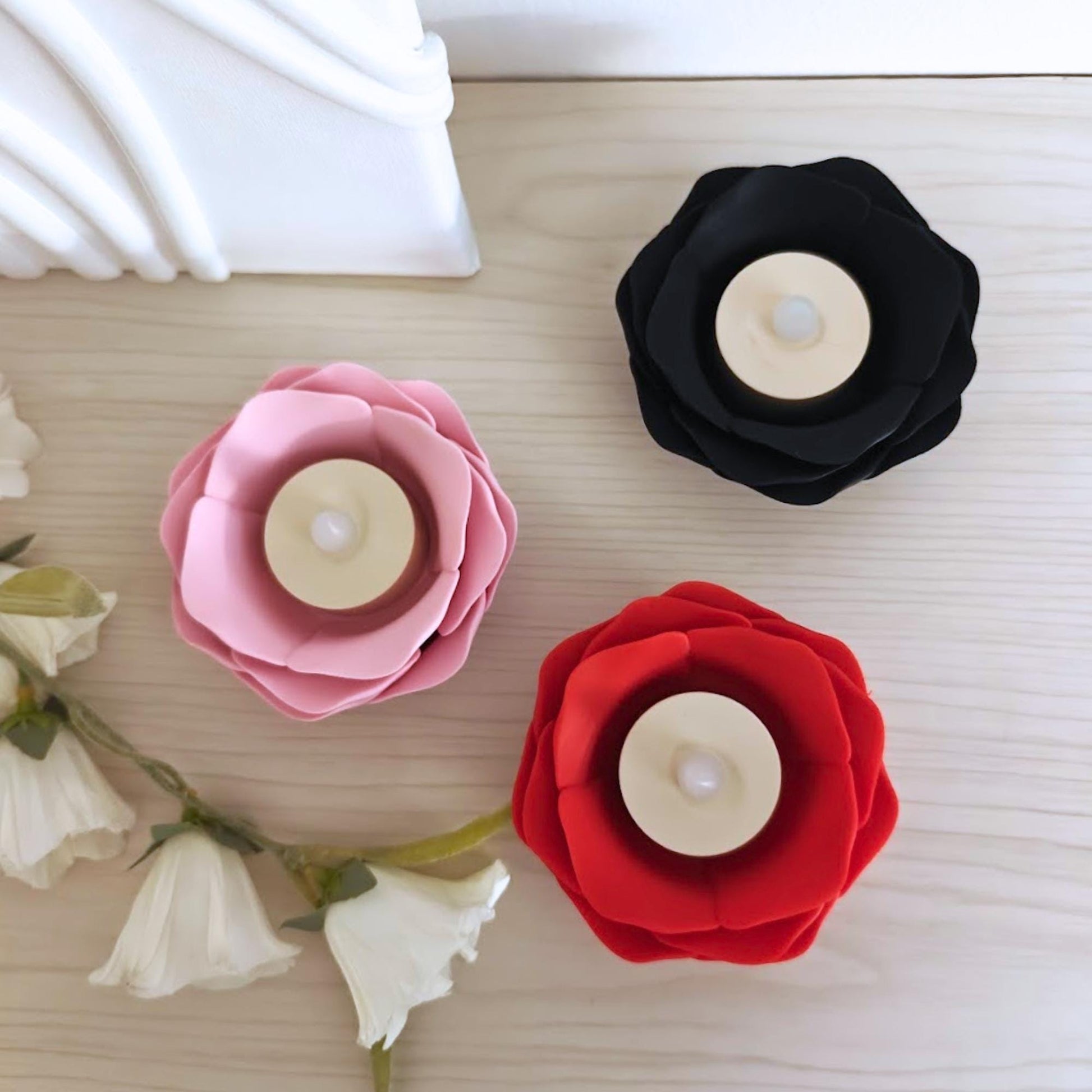 Rose LED Tealight Holder, Floral Candle Holder, Romantic Home Decor, Valentine's Day Gift, 3d print, LED Only