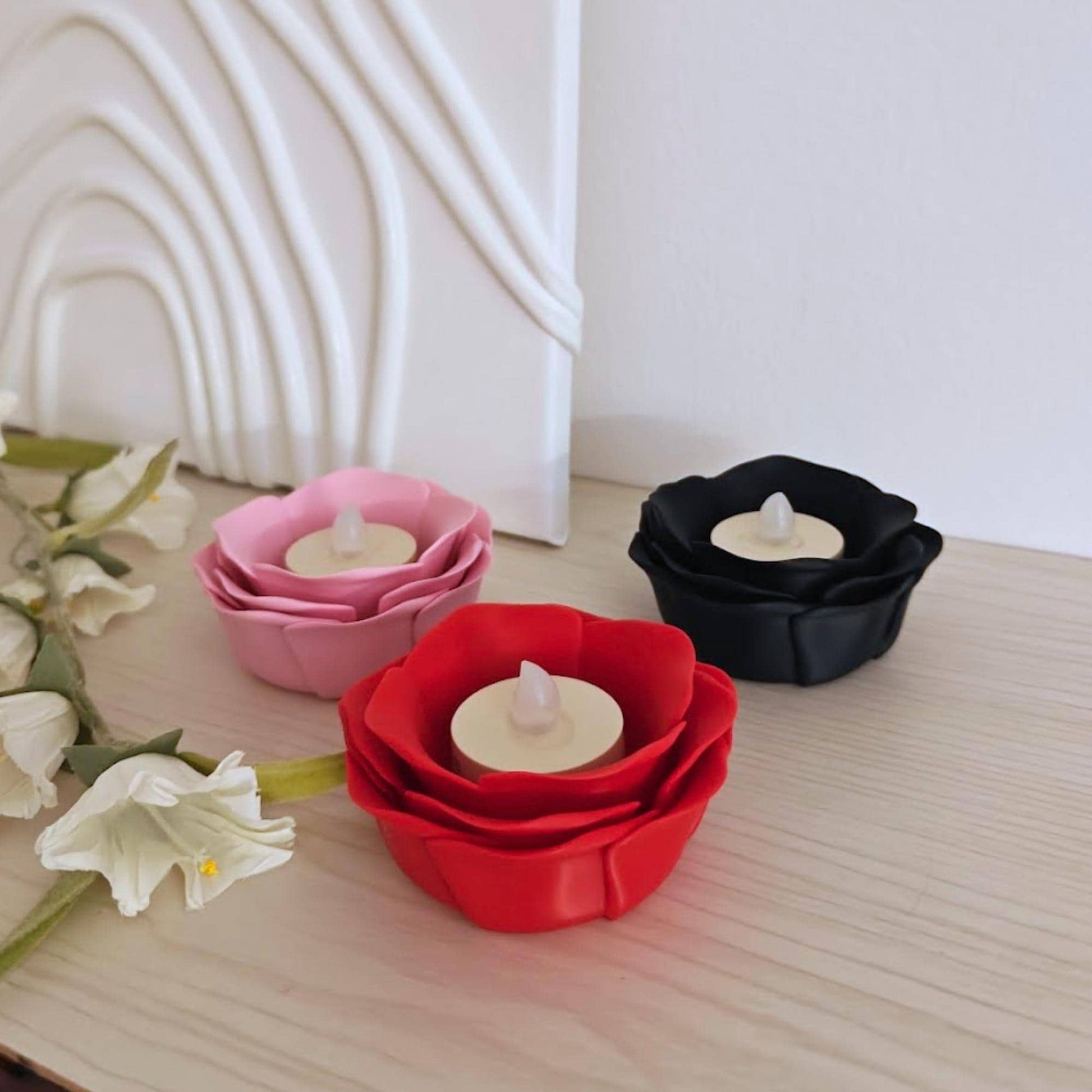 Rose LED Tealight Holder, Floral Candle Holder, Romantic Home Decor, Valentine's Day Gift, 3d print, LED Only