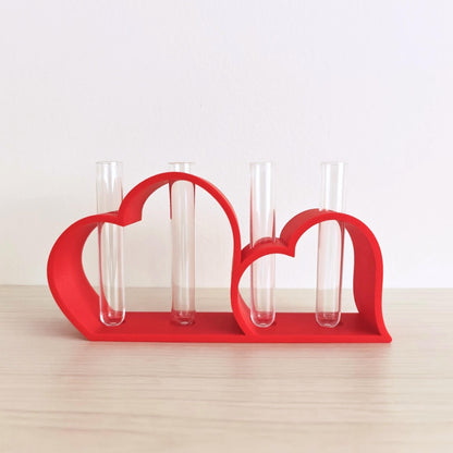 Heart-Shaped Test Tube Vase, Romantic Flower Holder, Valentine Decor, Modern Bud Vase, 3D printed