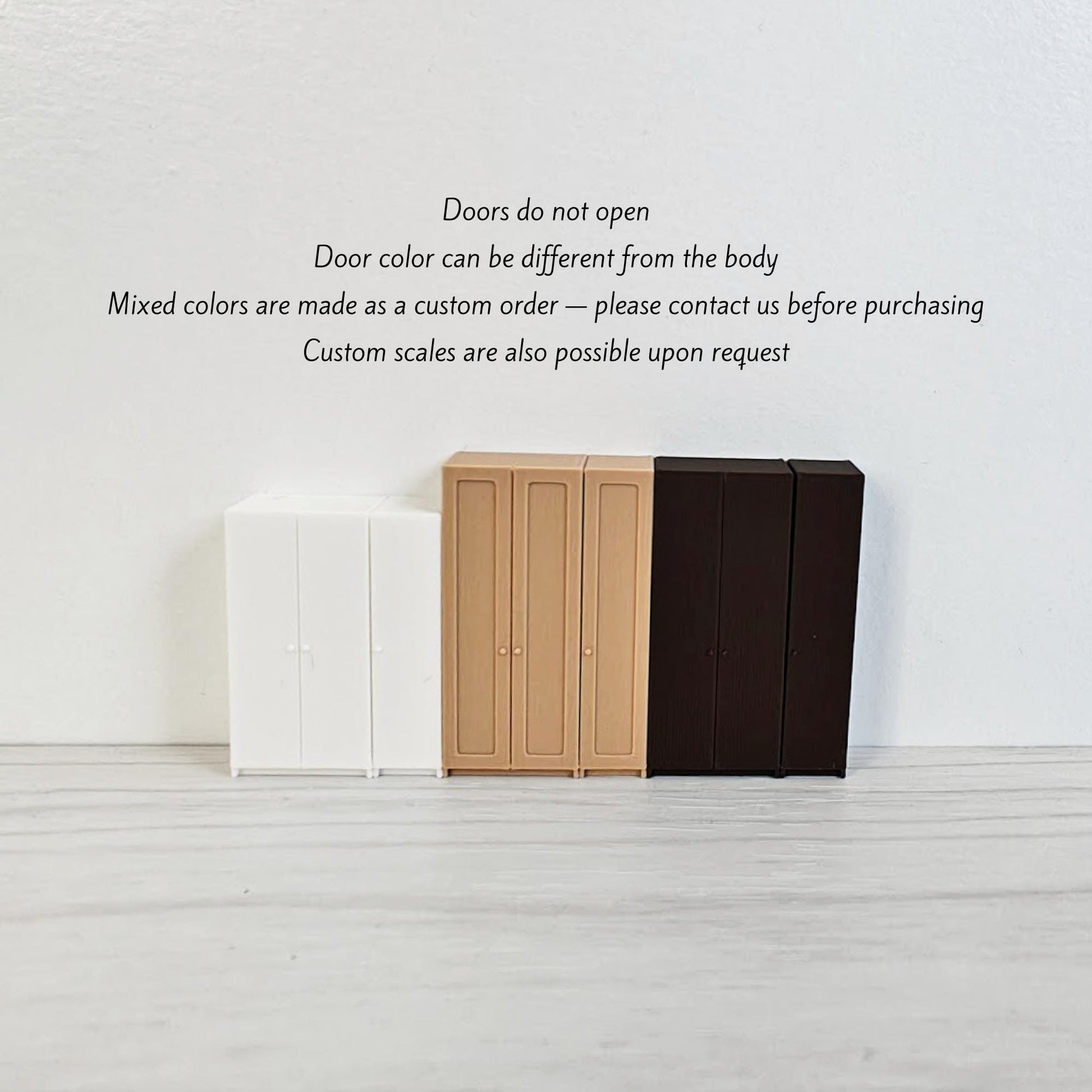 Miniature Wardrobe Closet in 1/64, 1/24, 1/18 Scale, 3D Printed Dollhouse Bedroom Furniture