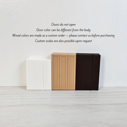 Miniature Wardrobe Closet in 1/64, 1/24, 1/18 Scale, 3D Printed Dollhouse Bedroom Furniture