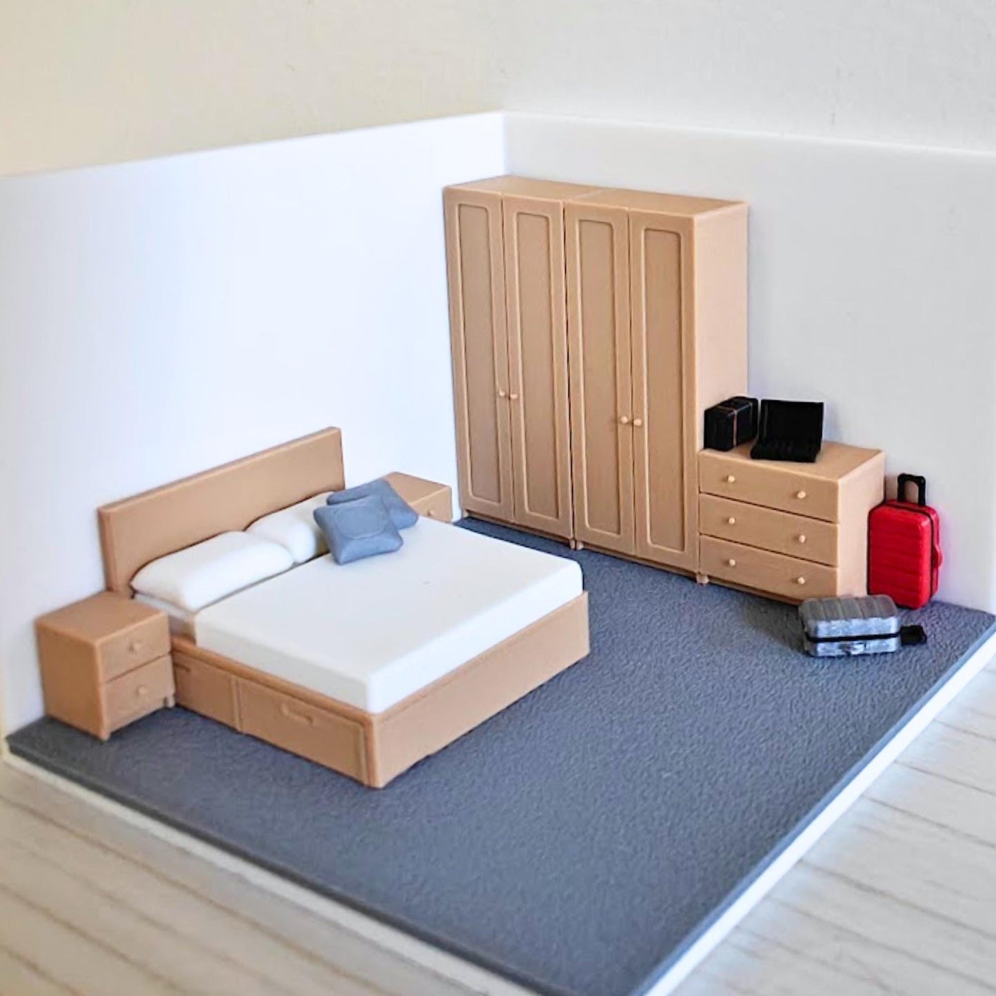 Miniature Bedroom Furniture 1/64 Scale, Diorama Accessories for Mini Displays, Model Scenes, Crafts, Hobby Projects, 3D print