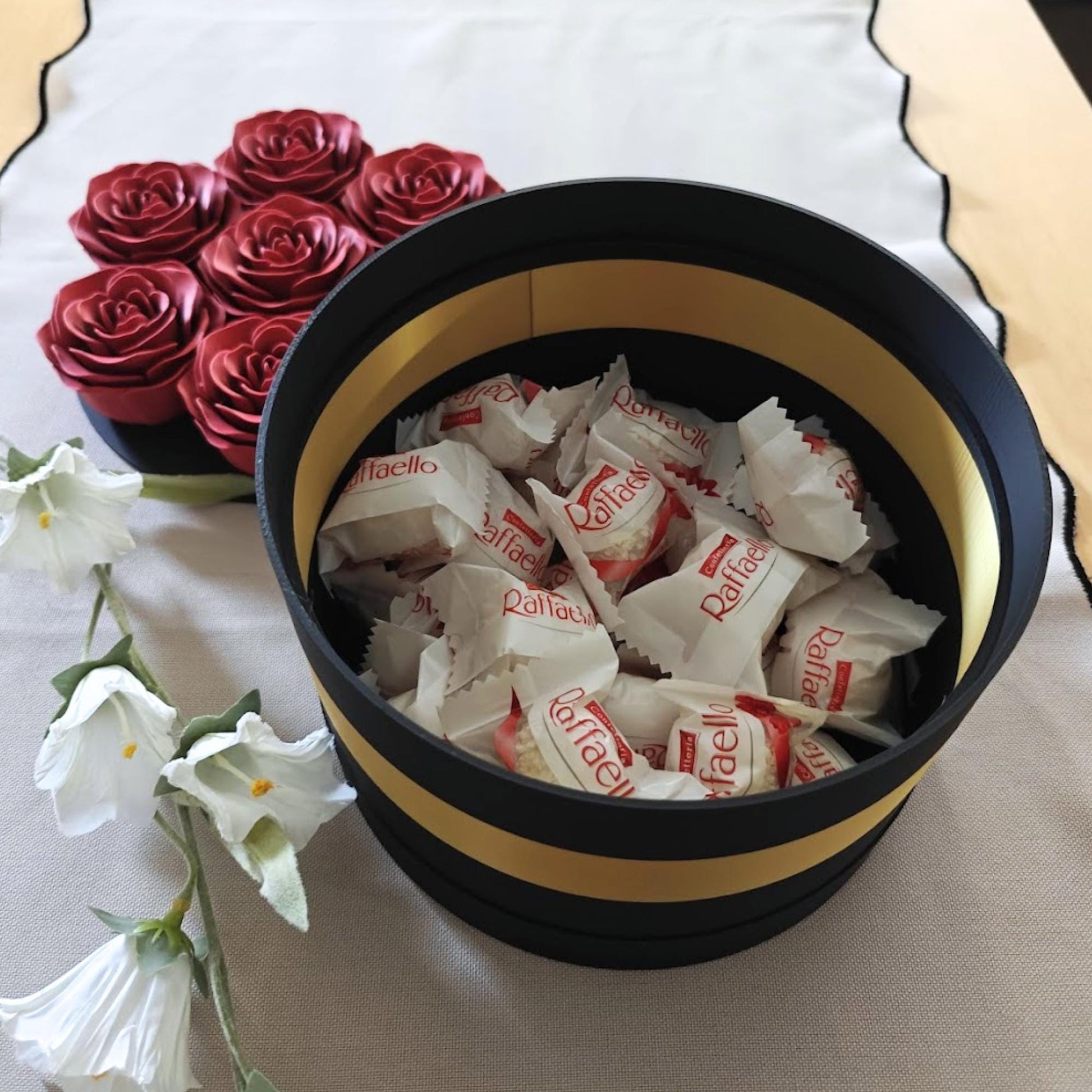 Timeless Rose Box, Forever in Bloom Decorative 3d Printed Gift Box with Hidden Storage, Faux Flowers
