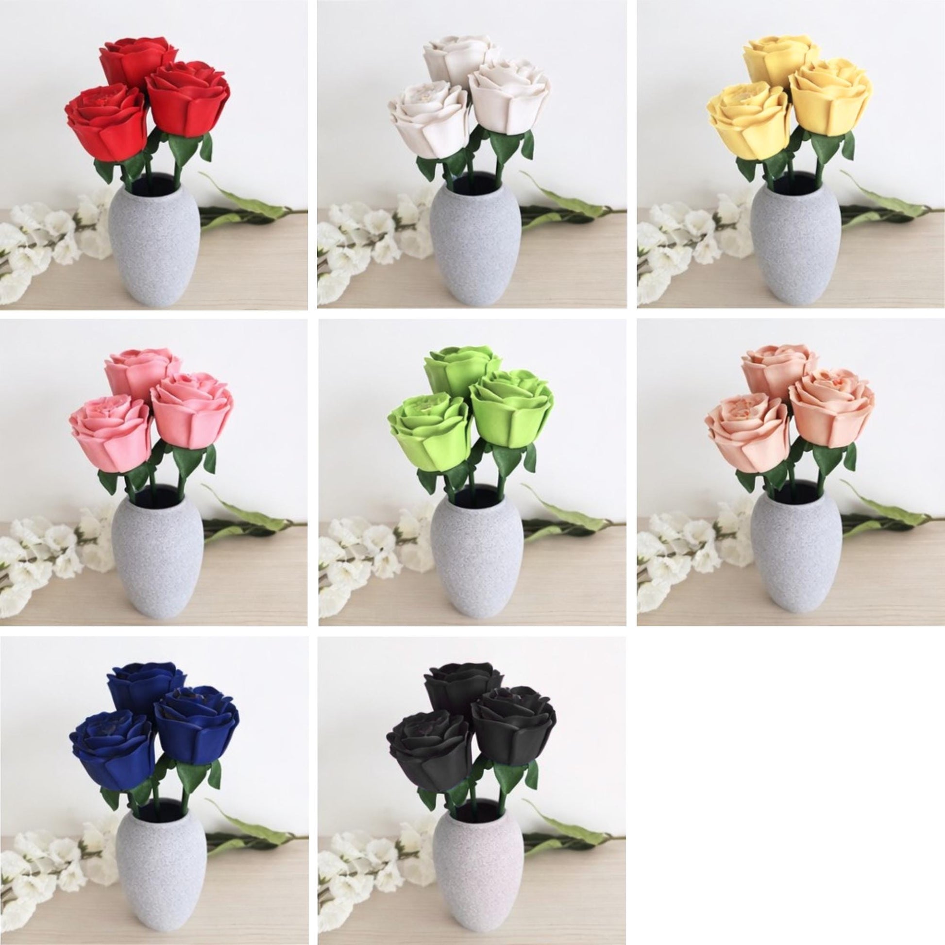 Everlasting Red Roses with Vase, Faux Floral Arrangement, Valentine’s Gift, 3d Printed Home Decor