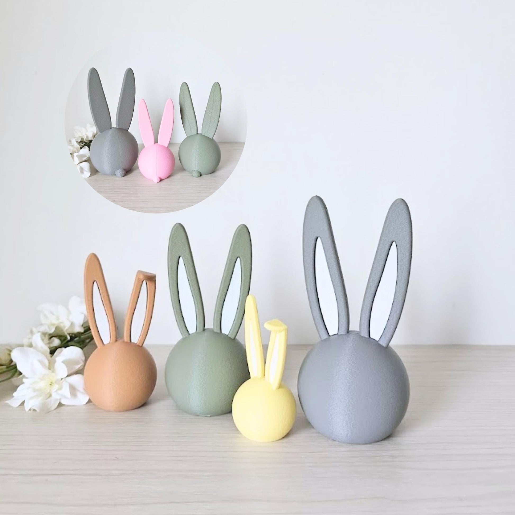 Long-Ear Easter Bunny Decor, Modern Spring Bunny Sculpture, Housewarming Gift, 3d print