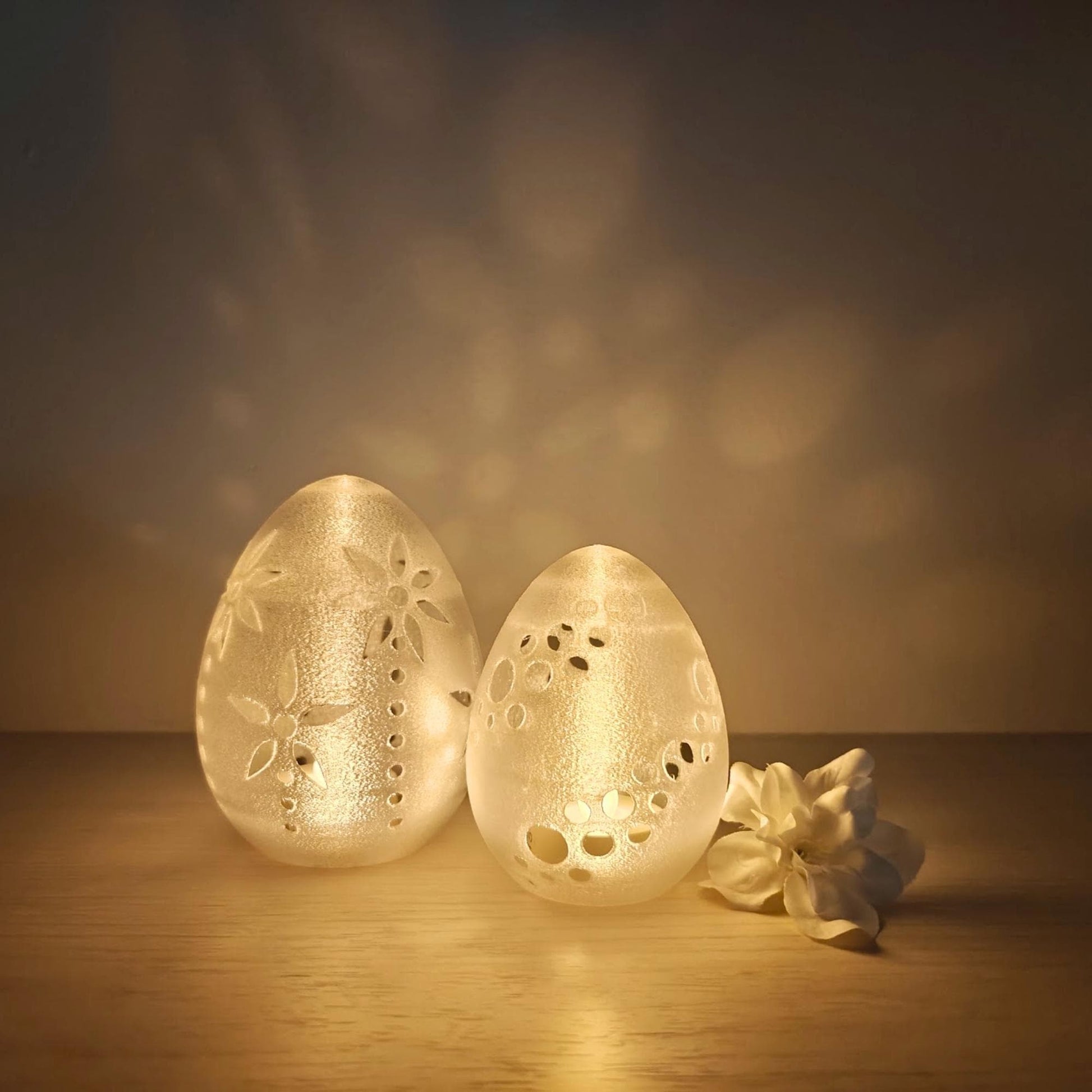 Glowing Easter Egg Decor, Translucent LED Tealight Holder, Spring Table Decoration, Housewarming Gift, 3d print