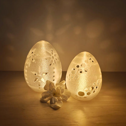 Glowing Easter Egg Decor, Translucent LED Tealight Holder, Spring Table Decoration, Housewarming Gift, 3d print