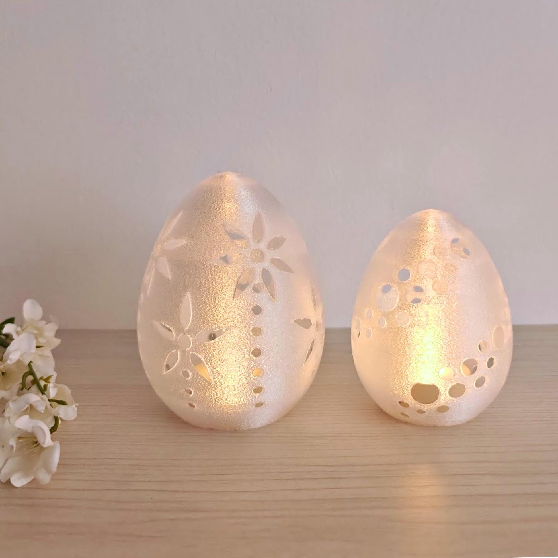 Glowing Easter Egg Decor, Translucent LED Tealight Holder, Spring Table Decoration, Housewarming Gift, 3d print