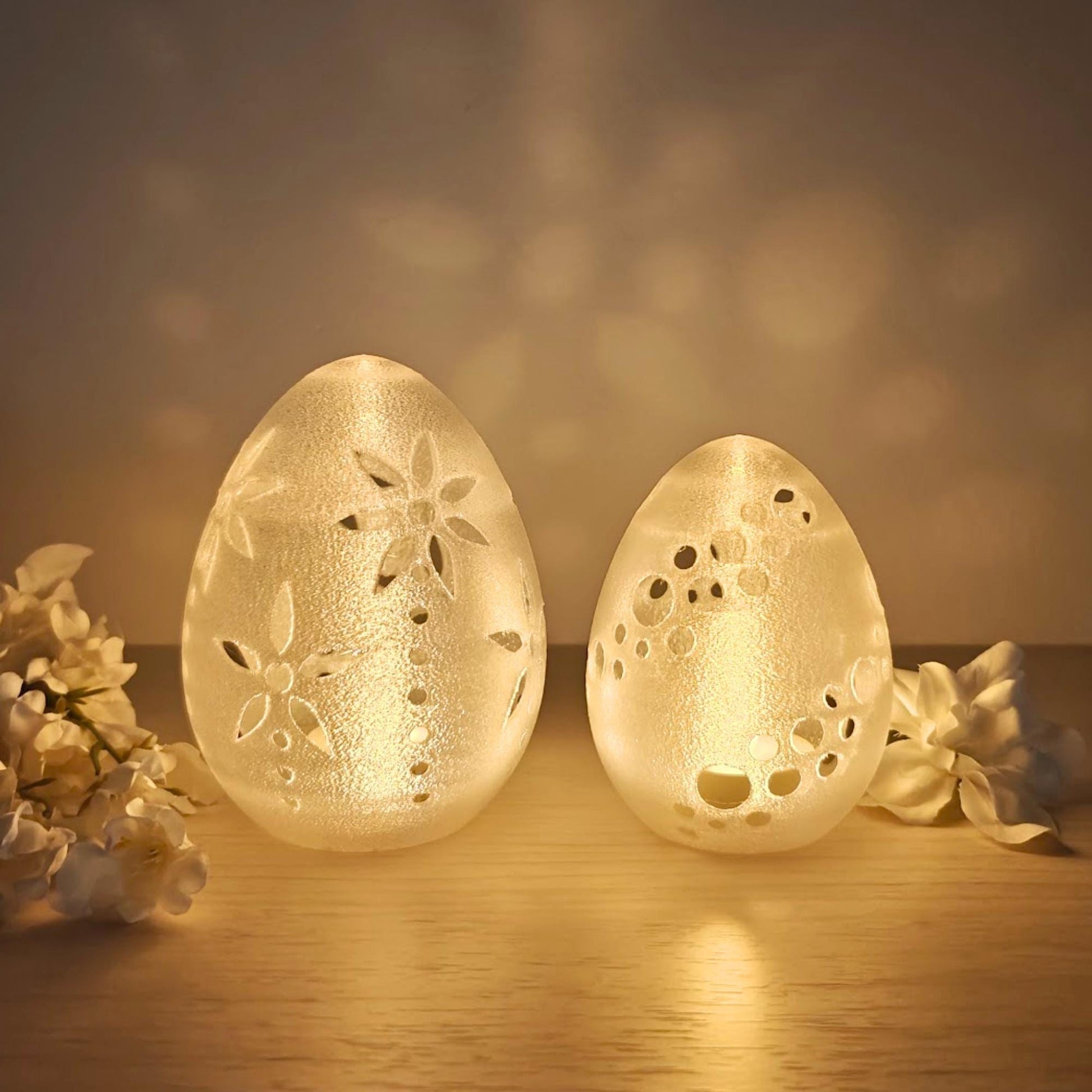 Glowing Easter Egg Decor, Translucent LED Tealight Holder, Spring Table Decoration, Housewarming Gift, 3d print